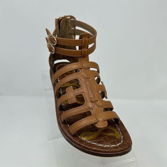 Sam Edelman Girls' Ginnie Gladiator Sandals Brown Leather Size 1 Casual Flat - Picture 2 of 10